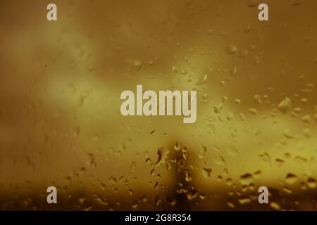 drops of rain on a glass Stock Photo