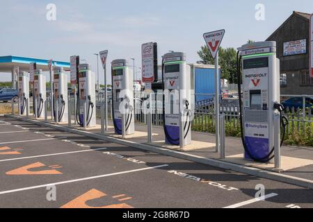 Instavolt electric  charging points at various charging stations in Norfolk UK Stock Photo