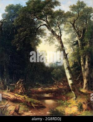 A Creek in the Woods by Asher Brown Durand (1896-1886), oil on canvas, 1865 Stock Photo