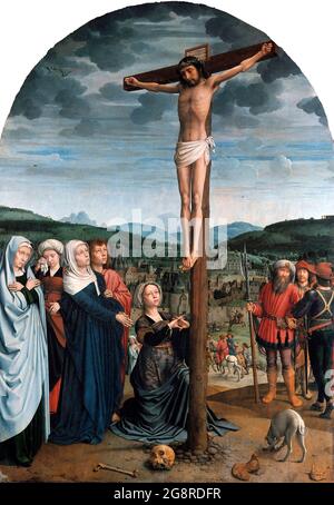 Christ on the Cross by Gerard David (1460-1523), oil on oak panel, c. 1515 Stock Photo