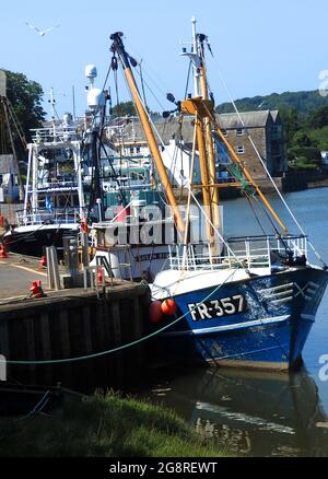 The Irish fishing boat SUSAN BIRD FR357 moored in her home port of Kirkcudbright in July 2021 Stock Photo