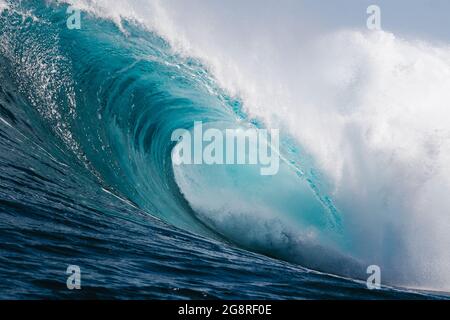 Clean and powerful wave breaking on a beach in Canary Islands Stock Photo