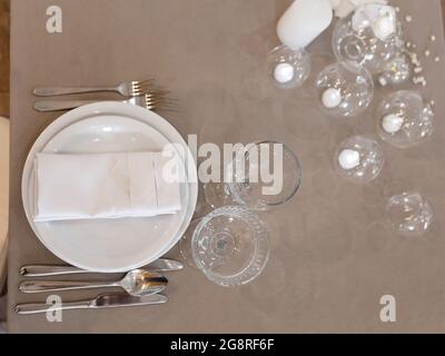 stylish festive wedding table set Stock Photo