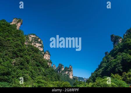 The Gathering of Heavenly Soldiers scenic rock formations, Avatar mountains nature park, Zhangjiajie, Hunan Province, China Stock Photo