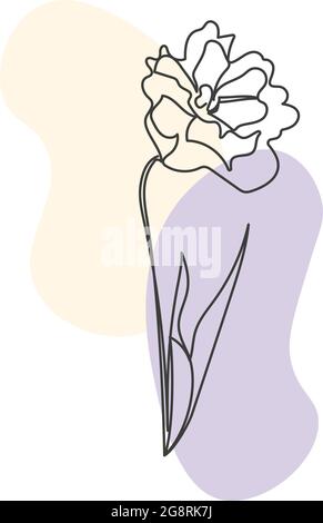 A plant drawn in a vector by one continuous line. Stock Vector