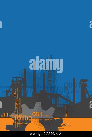 Steel mill, smelter, blast furnaces, factory silhouette.Vector available. Stock Vector