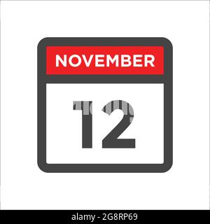 November 12 calendar icon w day of month Stock Vector