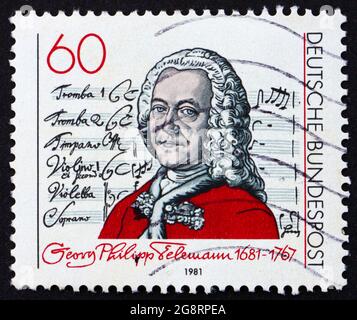 GERMANY - CIRCA 1981: a stamp printed in the Germany shows Georg Telemann, composer, circa 1981