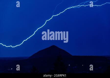 Low angle shot of the scary lightning in the night sky Stock Photo - Alamy
