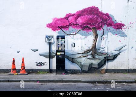 Artwork painted in Bristol for the Upfest 2017 festival,Europe's largest Street Art & Graffiti festival is pictured on the streets of Bristol. Stock Photo