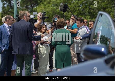 Washington, United States. 22nd July, 2021. Sen. Susan Collins, R-Maine, speaks to reporters after voting in the Senate chambers at the US Capitol on Thursday, July 22, 2021. Photo by Bonnie Cash/UPI Credit: UPI/Alamy Live News Stock Photo