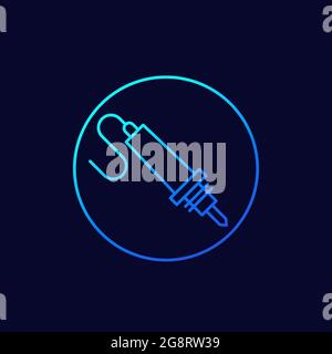 soldering iron, solder line icon, vector Stock Vector