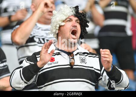 Huddersfield, UK. 22nd July, 2021. Hull FC fan shows his support during the Rugby League Betfred Super League Round 15 Huddersfield Giants vs Hull FC at John Smith's Stadium, Huddersfield, UK Credit: Dean Williams/Alamy Live News Stock Photo