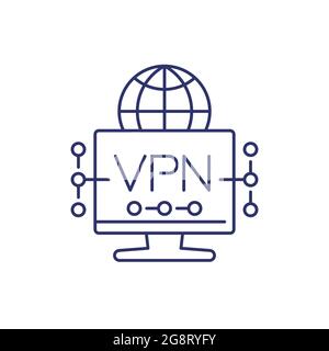 VPN line icon on white, vector Stock Vector