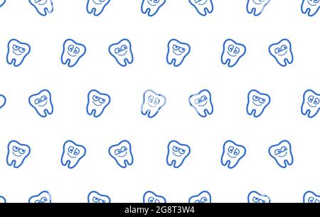 Vector seamless cute pattern with fairy magic teeth. Cute Tooth character can be used for pediatric dentistry. Stock Vector