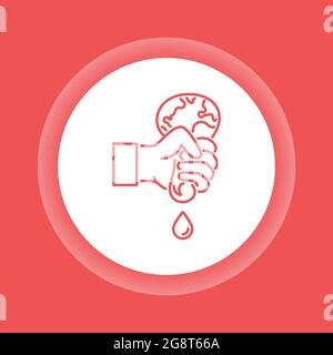 Land depletion color glyph line icon. Eco problems. Isolated vector element. Outline pictogram for web page, mobile app, promo Stock Vector