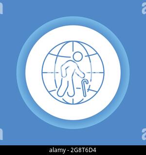 Population ageing color button icon. Eco problems. Isolated vector element. Outline pictogram for web page, mobile app, promo Stock Vector