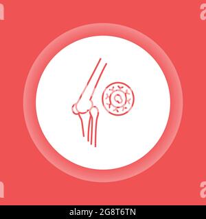 Bone cancer color button icon. Malignant neoplasm. Oncology. Isolated vector element. Outline pictogram for web page, mobile app, promo. Stock Vector
