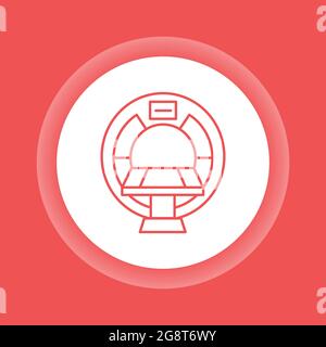 MRI machine scan device color button icon. Isolated vector element. Stock Vector