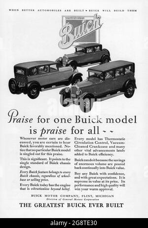 1927 Buick car advert Stock Photo