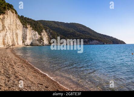 view of famous scenic beach Spiaggia di Vignanotica, Gargano, Apulia, Italy Stock Photo