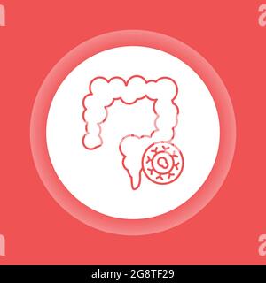 Bowel cancer color glyph icon. Oncology. Isolated vector element. Pictogram for web page, mobile app, promo. Stock Vector