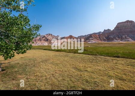 Buttes and Canyons are throughout Badlands National Park Stock Photo