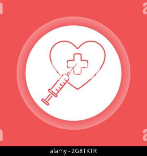 Heart treatment color button icon. Cardiological diseases. Stock Vector