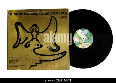 Funk and soul artist, Dionne Warwick music album on vinyl record LP disc. Titled: Dionne Warwick's Golden Hits Part 2 album cover Stock Photo