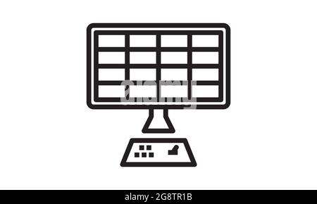 Surveillance room icon in single color. Monitor cctv, computer, protection, screen Stock Vector