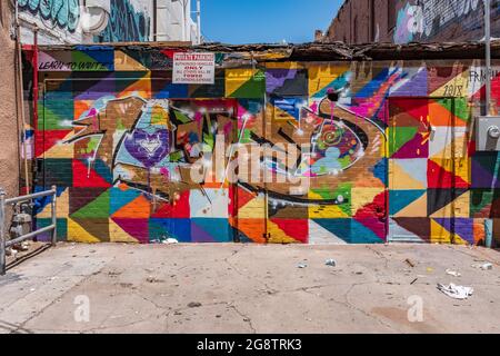 wall paintings in downtown Albuquerque, New Mexico alley Stock Photo