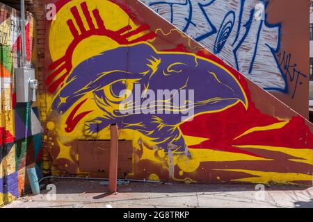 wall paintings in downtown Albuquerque, New Mexico alley Stock Photo