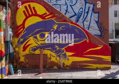 wall paintings in downtown Albuquerque, New Mexico alley Stock Photo