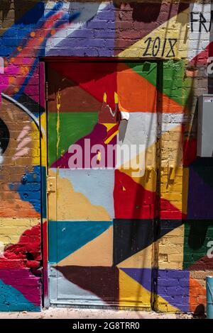 wall paintings in downtown Albuquerque, New Mexico alley Stock Photo