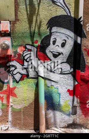 wall paintings in downtown Albuquerque, New Mexico alley Stock Photo