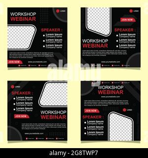 Workshop Online social Media post banner Template. editable promotion vector background with photo collage Stock Vector