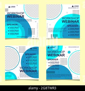 Workshop Online social Media post banner Template. editable promotion vector background with photo collage Stock Vector