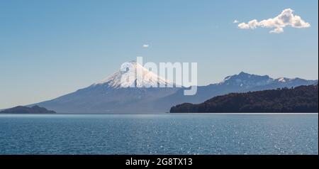 Osorno volcano panorama, All Saints Lake, Puerto Varas, Chile. Stock Photo