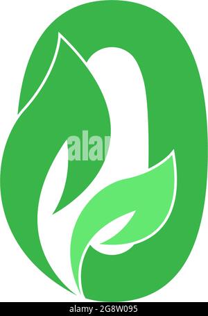 Letter zero logo leaf icon design concept vector Stock Vector