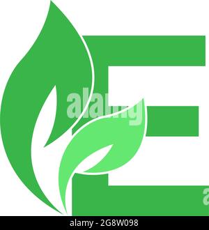 Letter E logo leaf icon design concept vector Stock Vector