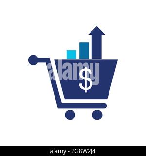 cart shopping chart up arrow logo icon vector flat concept design Stock Vector