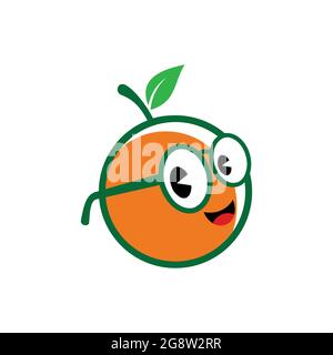 orange character glasses logo icon vector flat concept design Stock Vector