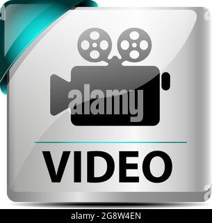 Design of a glossy/metallic video download button/icon Stock Vector