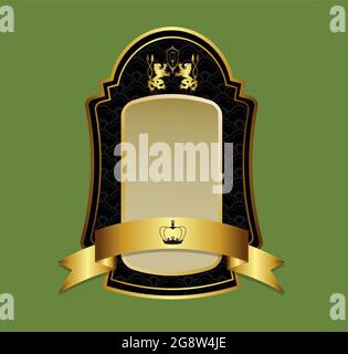 Gold elegant vintage shield label design template with copyspace Stock Vector