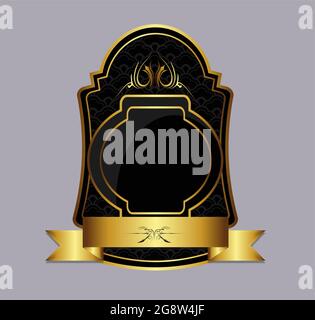 Gold elegant vintage shield label design template with copyspace Stock Vector