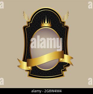Gold elegant vintage shield label design template with copyspace Stock Vector