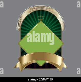 Gold elegant vintage shield label design template with copyspace Stock Vector
