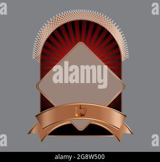 Gold elegant vintage shield label design template with copyspace Stock Vector
