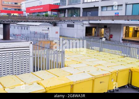 surgical waste bins at NHS hospital St Thomas's Hospital London Stock Photo