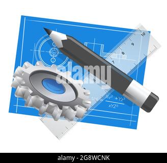 Blueprint Technical Drawing - Stock Icon as EPS 10 File Stock Vector